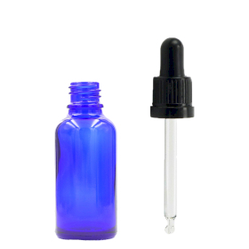 255x Flacon din Sticlă Albastră de 5ml cu Pipetă T/E Neagră