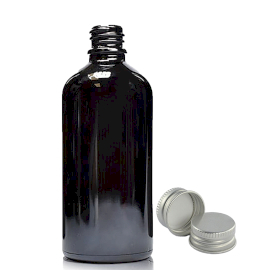 70x Flacon din Sticlă Neagră de 100 ml cu Capac din Aluminiu