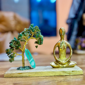 Grădina de Yoga cu Pietre Prețioase - Poziția Padmasana - Aventurin Verde - Arbore Înclinat - 100 Pietre