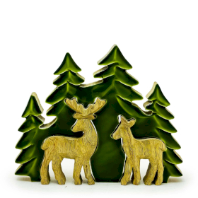 2x Pierdut în Pădure – Decorațiune 3D din Lemn Doi Cerbi în Pădure – 18x23 cm