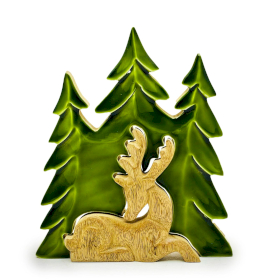 2x Pierdut în Pădure – Decorațiune 3D din Lemn Cerb în Pădure – 23x20 cm