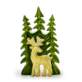 3x Pierdut în Pădure – Decorațiune 3D din Lemn Cerb în Pădure – 25x15 cm