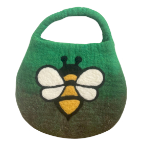 Geantă din Pâslă cu Albină - Mâner cu Magnet - Verde
