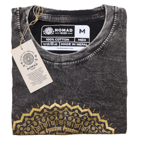 Tricou Stone Wash - Mandala - Gri Închis (Mediu)