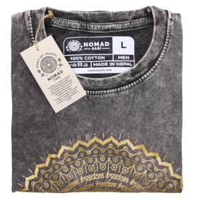 Tricou Stone Wash - Mandala - Gri Închis (Mare)