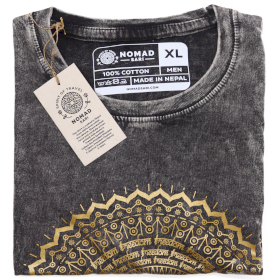 Tricou Stone Wash - Mandala - Gri Închis (XL)