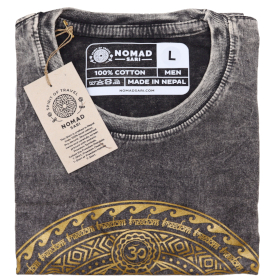Tricou Stone Wash - Chakra - Gri Închis (Mare)
