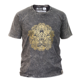 Tricou Stone Wash - Hamsa - Gri Închis (Mare)