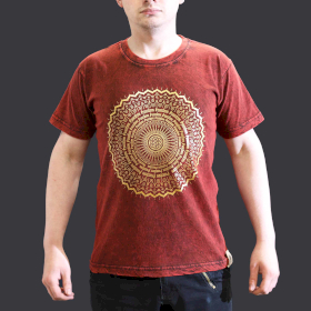 Tricou Stone Wash - Mandala - Maro (S)