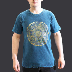 Tricou Stone Wash - Mandala - Albastru (S)