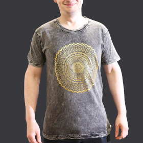 Tricou Stone Wash - Mandala - Gri Închis (S)