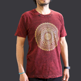 Tricou Stone Wash - Mandala - Maro (M)