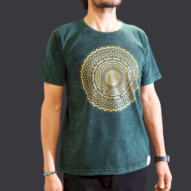Tricou Stone Wash - Mandala - Verde (M)