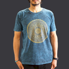 Tricou Stone Wash - Mandala - Albastru (M)