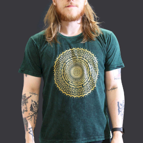Tricou Stone Wash - Mandala - Verde (L)