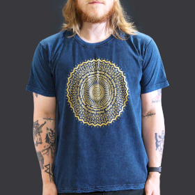 Tricou Stone Wash - Mandala - Albastru (L)