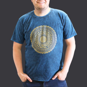 Tricou Stone Wash - Mandala - Albastru (XL)