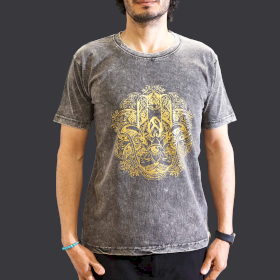 Tricou Stone Wash - Hamsa - Gri Închis (M)