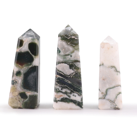 3x Obelisc din Piatră Prețioasă aprox. 5 cm – Agat cu Mușchi