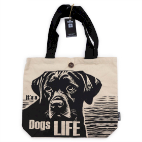 Geantă Tote Clasică Iconică – Este o Viață de Câine – Alb 10oz (36x43x10cm)