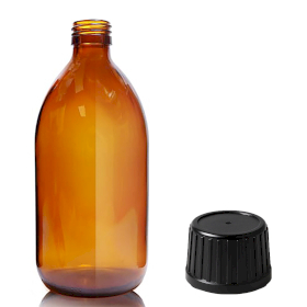 30x Sticlă Medicinală din Chihlimbar de 500 ml cu Capac cu Sigiliu de Siguranță