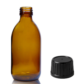 54x 250ml Sticlă de Chihlimbar pentru Medicamente cu Capac Tamper Evident