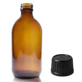 40x Sticlă Medicinală din Chihlimbar de 300 ml cu Capac Tamper Evident