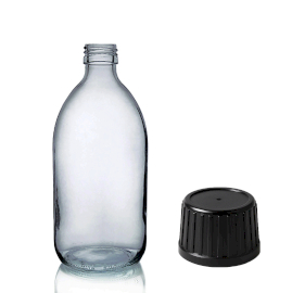 48x Sticlă Medicinală Gri Fumuriu de 250 ml cu Capac Tamper Evident
