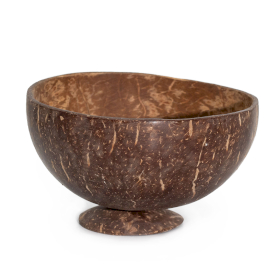 5x Bol Mediu din Nucă de Cocos Naturală – Lucios – Decorativ – 8x13 cm Pe Suport