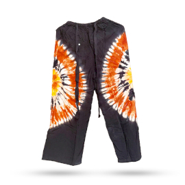 Pantaloni Lejeri în Stil Japonez – Mărime Medie – Negru Ciocolatiu / Portocaliu