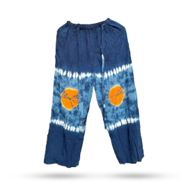 Pantaloni Lejeri în Stil Japonez – Mărime Medie – Albastru, Turcoaz / Portocaliu