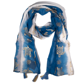 Nomad Sari – Eșarfă de Vară – 180x50cm – Țestoasă – Albastru Marin
