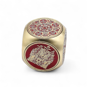 Feng Shui Noroc – Cubul Prosperității Roșu și Alamă – Plat