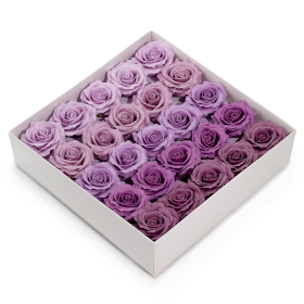25x Floare de Săpun Decorativă – (5 straturi) Trandafir Romantic – Selecție Gradată – Lavandă Pudrată