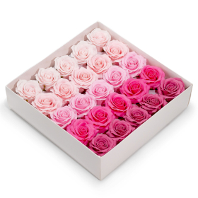 25x Floare de Săpun Decorativă – 5 Straturi Trandafir Romantic – Selecție în Degrade – Roz Deschis