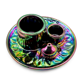 Suport pentru Bețișor Palo Santo și pentru Fumigație – Mandala – Curcubeu Metalic