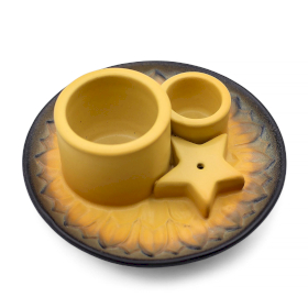 Suport pentru Bețișor Palo Santo și pentru Fumigație – Mandala – Bej și Gri