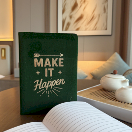 Agendă de Catifea – 80 de pagini – Make It Happen – Verde Închis