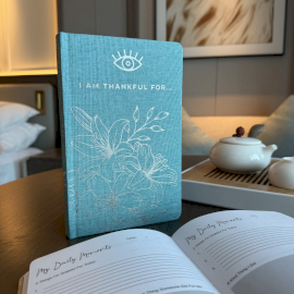 Jurnal de Recunoștință – 120 de pagini – Margine Aurie – Negru Intens cu Detalii Aurii