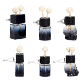 12x Difuzor Auto Negru cu Prindere pe Ventilație (8ml) – 3 modele diferite x 4 bucăți