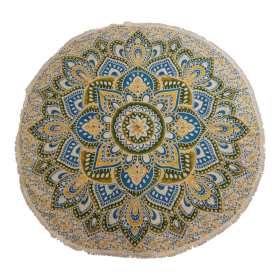 Artă Rotundă Mare Mandala (180cm) – Galben și Albastru