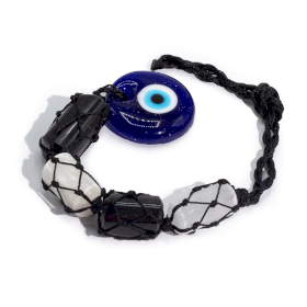 Pandantiv Suspendat cu Turmalină Neagră și Selenit Rulat – Ochiul Rău