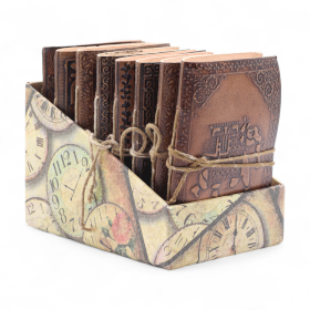 8x Set de Agende Ezoterice din Piele Diferite – Mărime Medie (12,5x9 cm) – Cu stand de prezentare