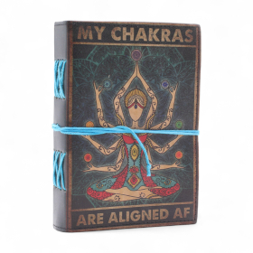 Agendă din Piele Tipărită (18x13 cm) – My Chakras Are Aligned AF – 200 pagini, foi simple