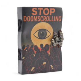 Agendă din Piele Tipărită (18x13 cm) – Stop Doom Scrolling – 200 pagini, foi simple