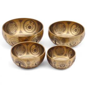 Set Buddha Gravat din Alamă Pură – Set de 4 – Aproximativ 3,85 kg