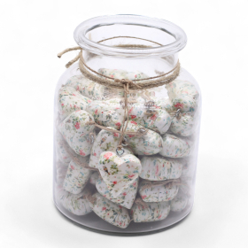 50x Inimi Mari din Lemn Decorativ – Floare Victoriană (50) – în Borcan de Expunere