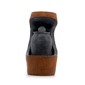 Fântână Arteziană Mare – 24×22×48 cm – Glob de cristal cu Lumină Colorată în Urnă Grecească cu Coș