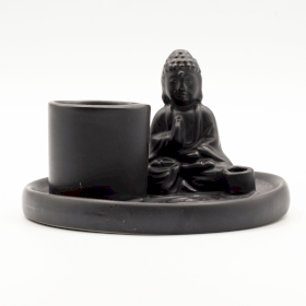 Suport pentru Tămâie Buddha – Ceramică Negru Mat