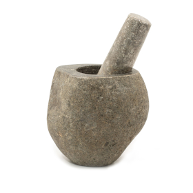 Mortar Decorativ cu Pistil din Piatră Naturală de Râu – Mediu (aprox. 12 × 8 cm)
